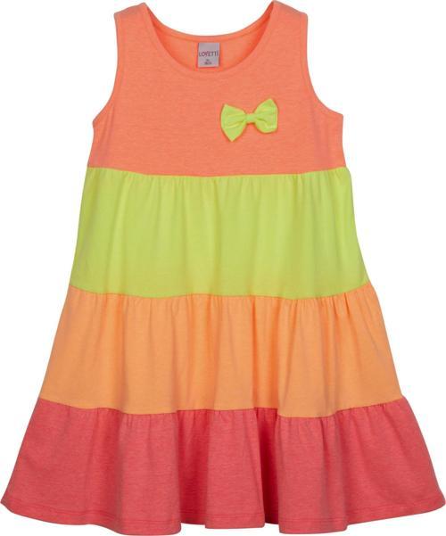 Fos.Turuncu+Fos.Fuşya Renkli Kat Kat Kız Çocuk Askılı Elbise