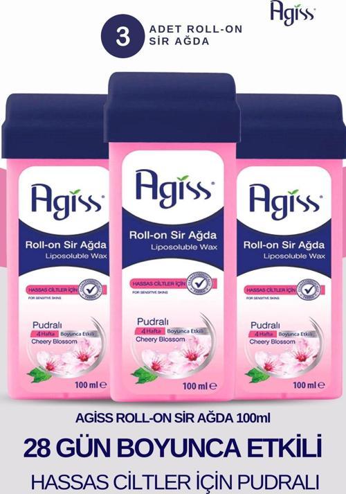 Roll-On Sir Ağda Hassas Ciltler İçin Pudralı Liposoluble Wax 100 Ml 3 Adet