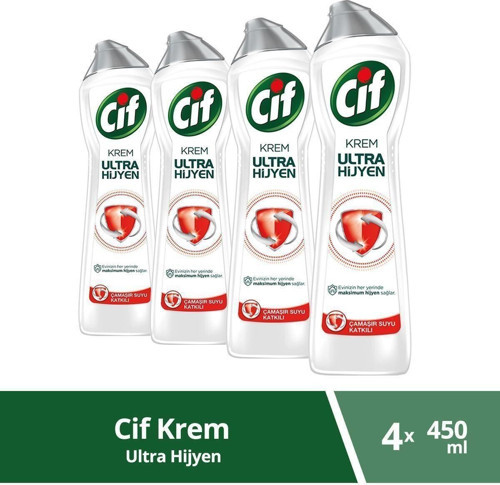Krem Yüzey Temizleyici Çamaşır Suyu Katkılı Ultra Hijyen 450 Ml 4Adet