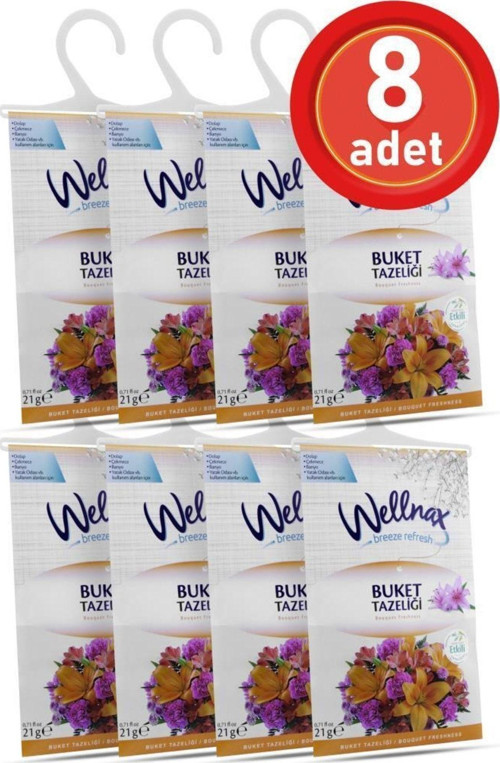 8 Adet Wellnax Oda Kokusu Dolap Çekmece Araç Kokusu Buket Tazeliği Koku Kesesi