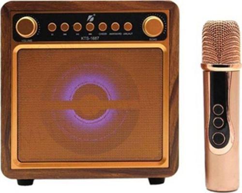 4” Ahşap Hoparlör Kablosuz Mikrofonlu Taşınabilir Karaoke Sistemi Party Box Eğlence Paketi