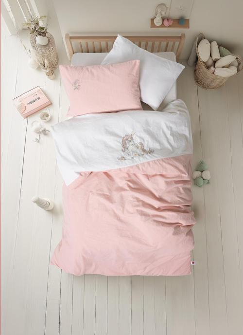 Cuddly Nakışlı Bebek Nevresim Takımı Bonic Beyaz