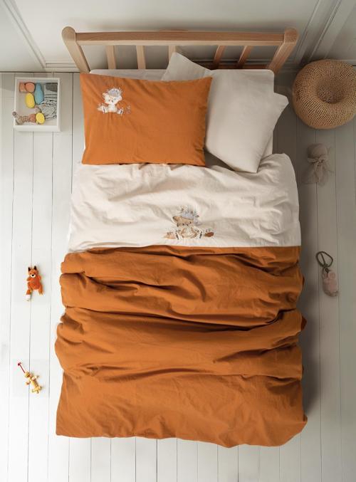 Cuddly Nakışlı Bebek Nevresim Takımı Clever Bej