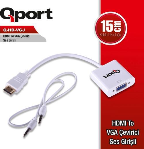 Q-hd-vgj Hvj Hdmı To Vga Cevırıcı+ Ses Jack