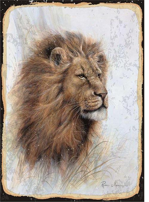 Aslan Silüeti Modern Ahşap Tablo
