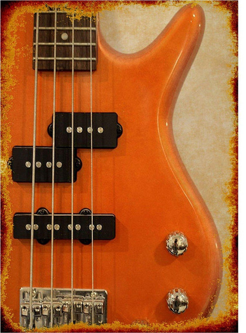 Bass Gitar Desenli Ahşap Tablo
