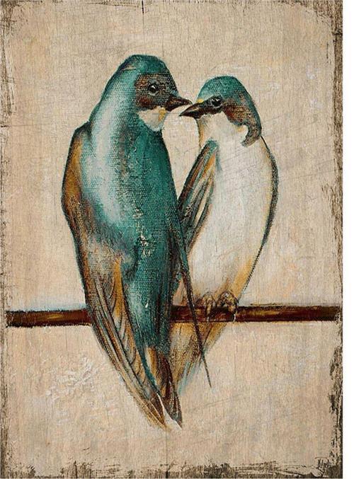 Aşık Kuşlar Art Mdf Poster