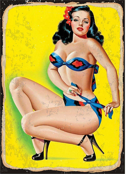 Bikinili Pin Up Kızı Hediyelik Mdf Tablo