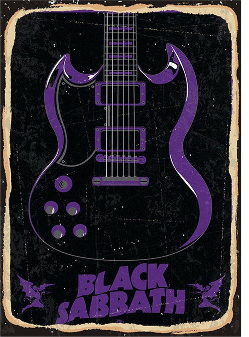 Black Sabbath Desenli Ahşap Tablo