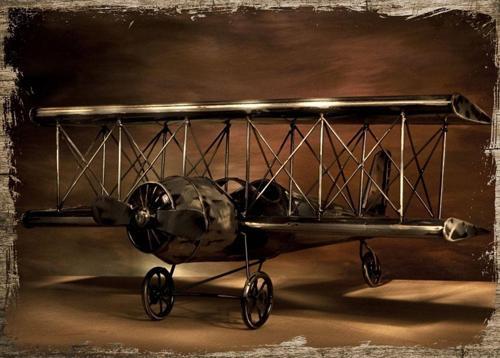 Ahşap Tablo Çift Kanatlı Antika Uçak