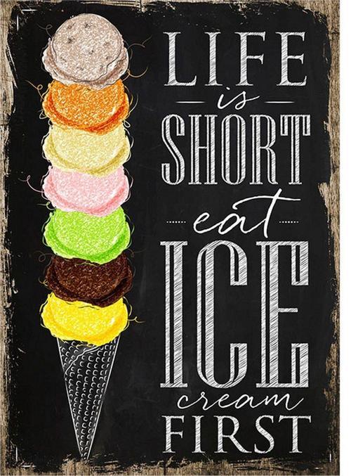 Dondurma Renkleri Desenli Ahşap Tablo