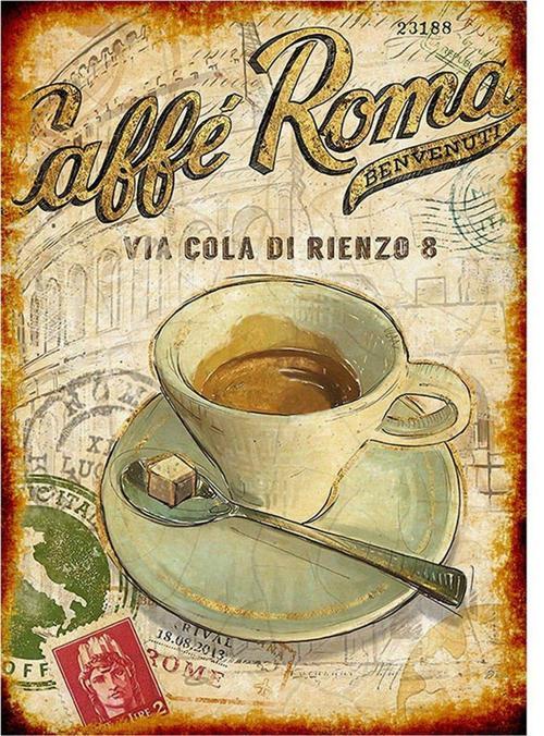 Ahşap Tablo Cafe Roma Dekoratif Mdf Tablo