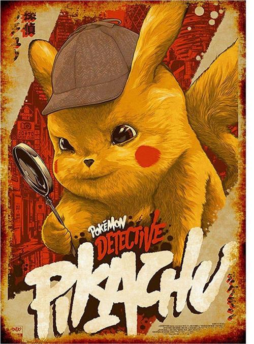 Dedektif Pikachu Tasarım Ahşap Tablo