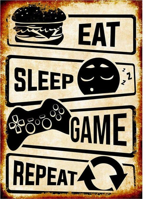 Eat Sleep Game Repeat Model Mdf Tablo 50 Cm X 70 Cm