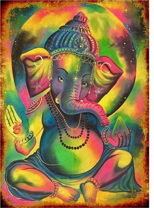 God Ganesha Modern Ahşap Tablo