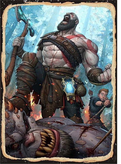 God Of War Modern Ahşap Tablo