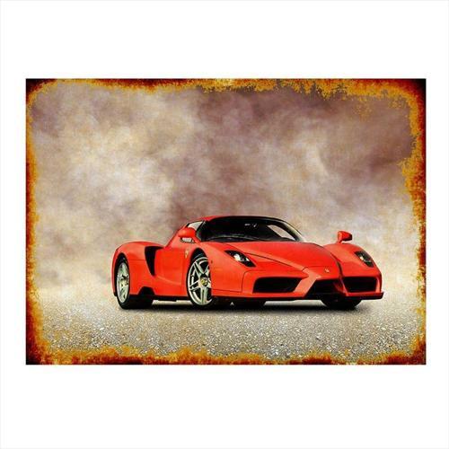 Eski Ferrari Dekoratif Ahşap Tablo