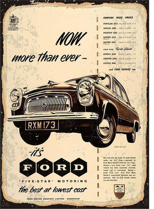 Eski Ford Araba Afişi Mdf Tablo