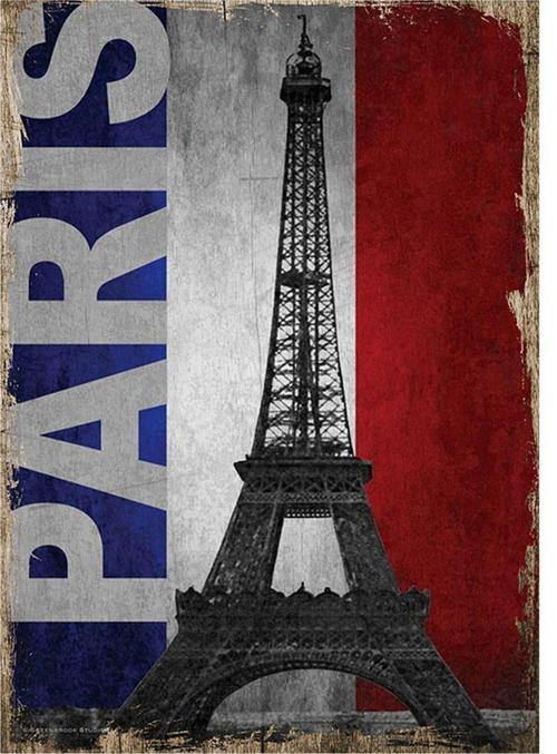 Fransa Bayrağı Ve Paris Mdf Poster