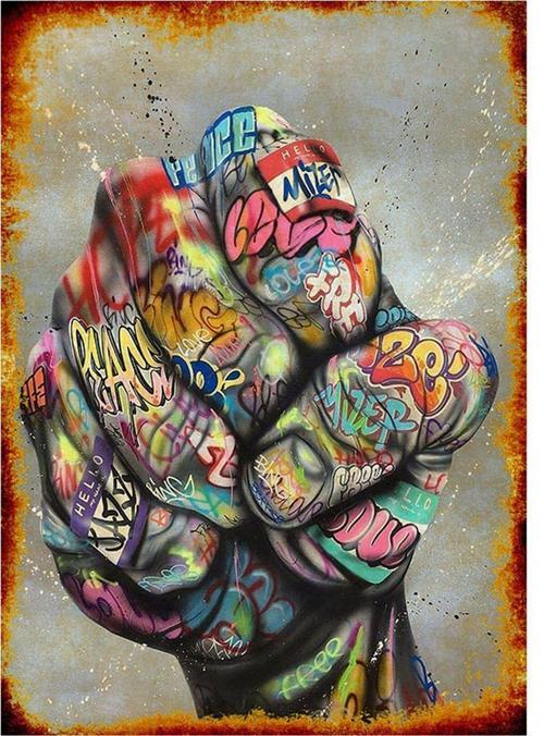 Grafiti Yumruk Art Mdf Poster