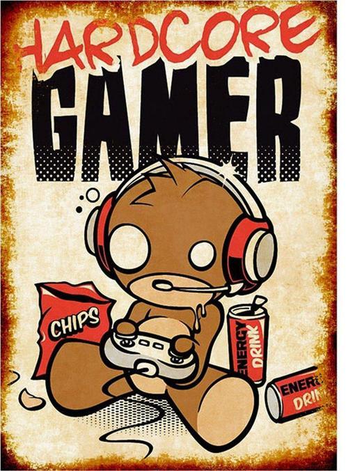 Ahşap Tablo Eskitilmiş Hardcore Gamer Hediyelik Ahşap Tablo