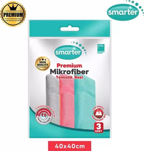 PREMİUM 3'LÜ MİKROFİBER TEMİZLİK BEZİ (40x40)