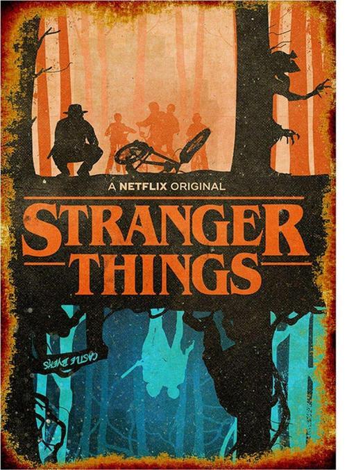 Ahşap Tablo Eskitilmiş Stranger Things Tasarım Ahşap Tablo