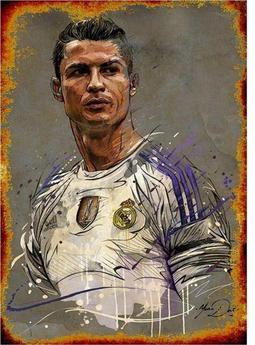 Ahşap Tablo Eskitilmiş Tablo Cristiano Ronaldo Dekoratif Mdf Tablo