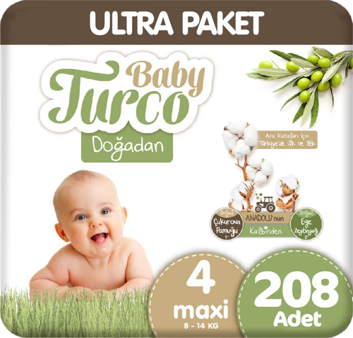 Doğadan Ultra Paket 4 Beden Bebek Bezi 104x2 208 Adet