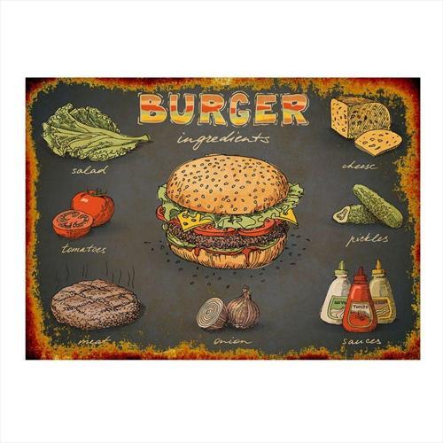 Hamburger Ve İçindekiler Hediyelik Ahşap Tablo