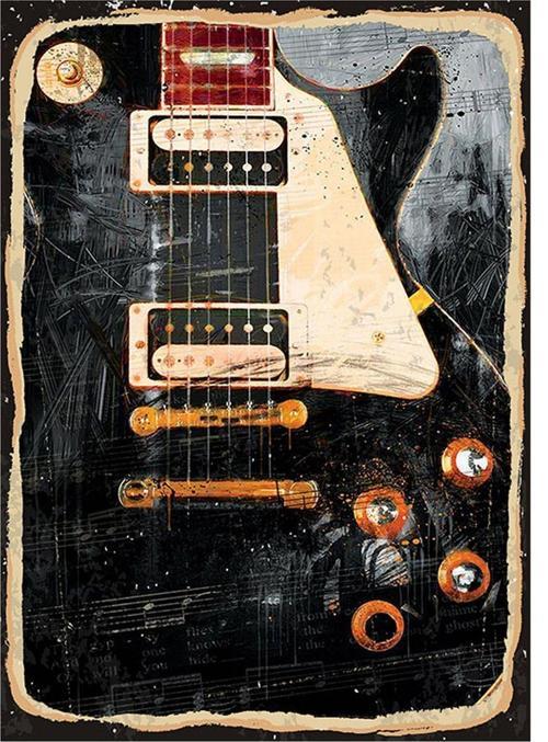 Gibson Gitar Tasarım Ahşap Tablo