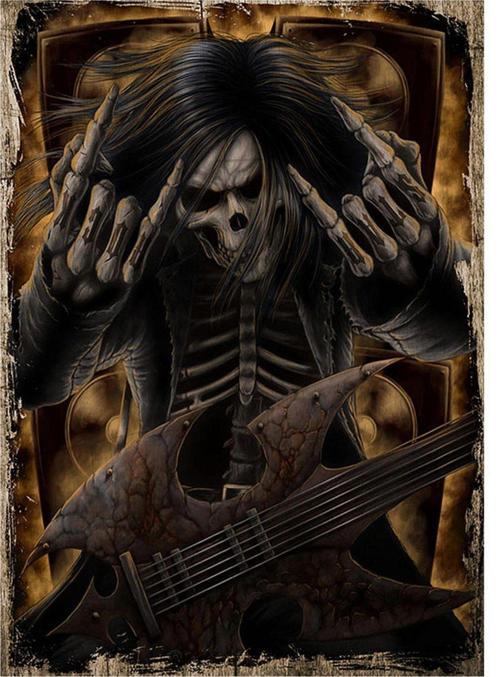 Gitarist İskelet Hediyelik Mdf Tablo