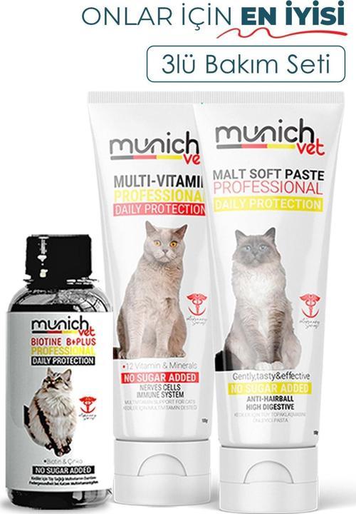Kedi 3'Lü Seti Tüy Sağlığı Damlası + Malt Pasta + Multi Vitamin Pasta