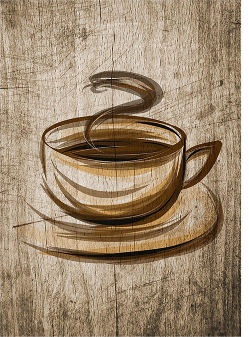Kahve Fincanı Temalı Mdf Tablo