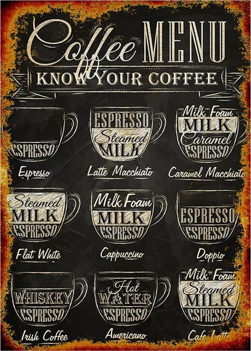Kahve Menüsü Tasarım Ahşap Tablo
