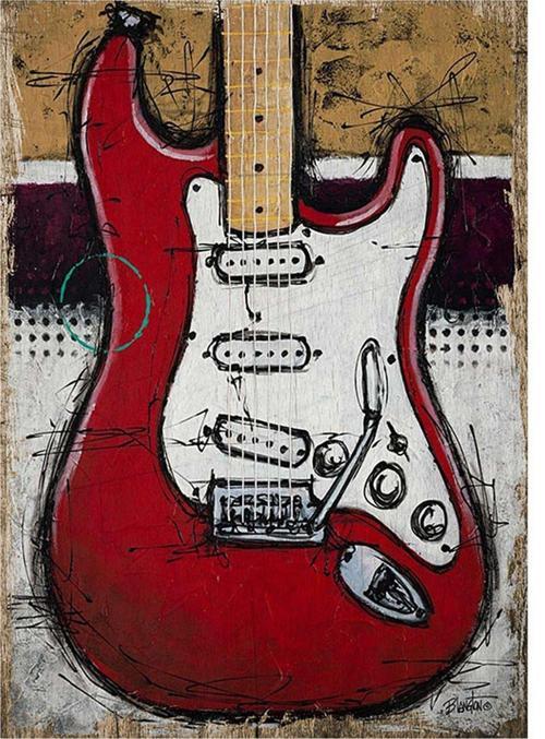 Kırmızı Elektro Gitar Mdf Tablo