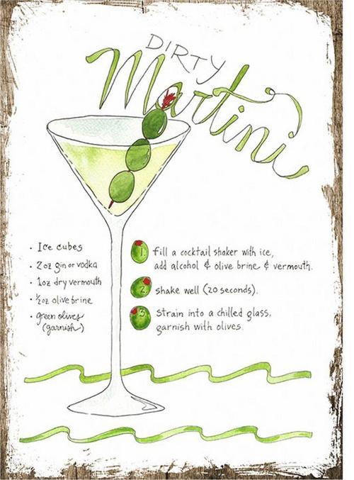 Martini Kokteyl Hediyelik Mdf Tablo