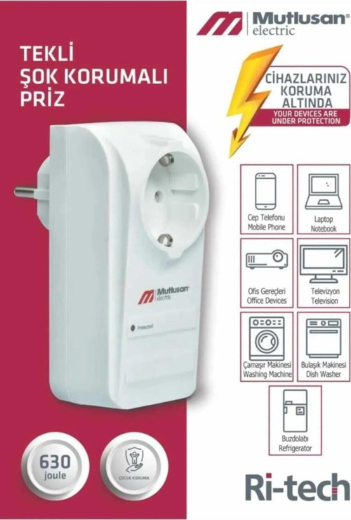 Akım ( Şok ) Korumalı Tekli Priz 4 Adet 630 J