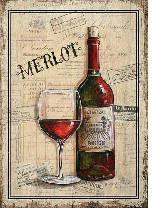 Merlot Şarap Desenli Mdf Tablo
