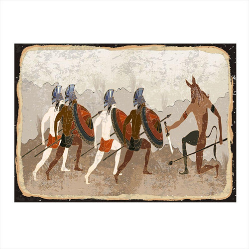 Mitolojik Savaşçılar Desenli Mdf Tablo
