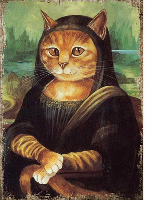 Monalisa Kedi Hediyelik Ahşap Tablo