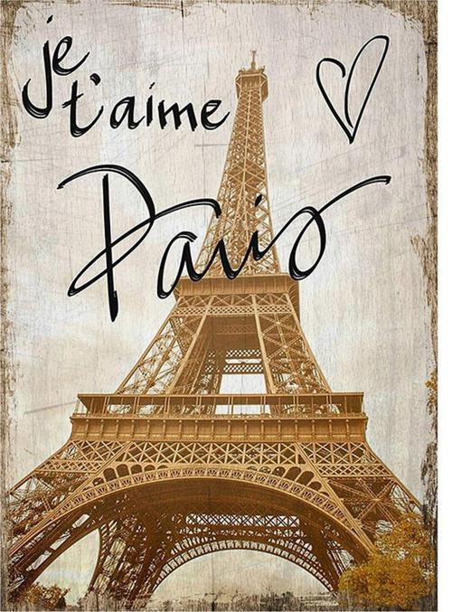 Paris Aşkı Tasarım Ahşap Tablo
