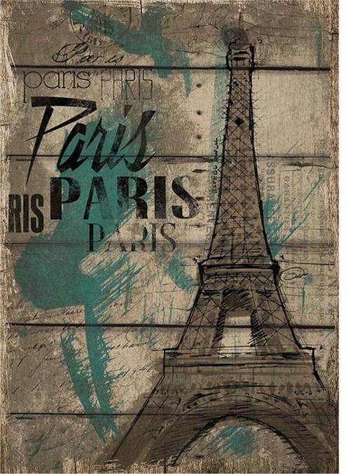 Paris Eyfel Kulesi Desenli Ahşap Tablo