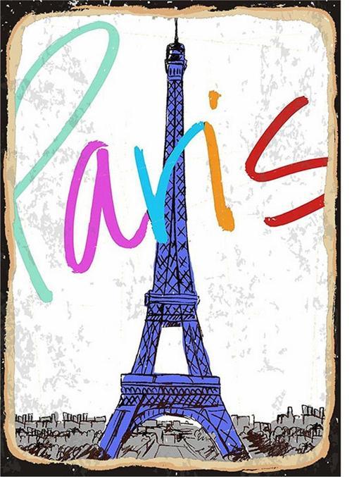 Paris Temalı Dekoratif Ahşap Tablo