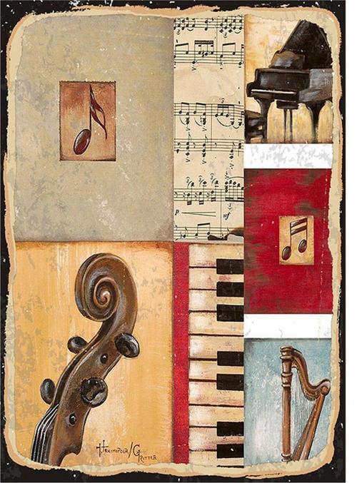 Patchwork Müzik Hediyelik Ahşap Tablo