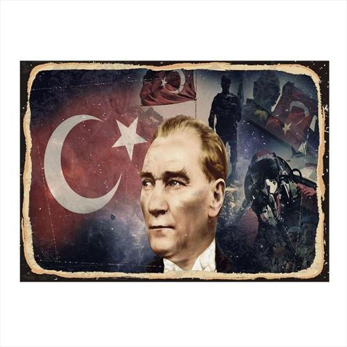 Mustafa Kemal Atatürk Desenli Ahşap Tablo