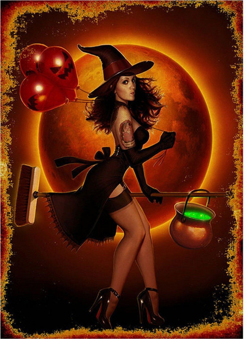 Pin Up Cadı Tasarım Mdf Tablo