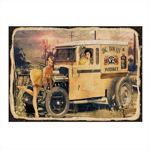 Pin Up Kızlar Desenli Ahşap Tablo