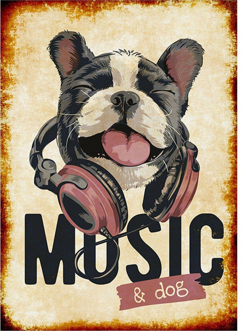 Müzik Ve Köpek Mdf Tablo