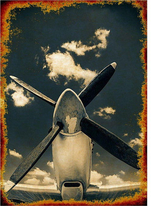 Önden Pervaneli Uçak Art Mdf Poster